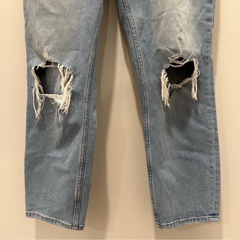 Abercrombie & Fitch The Mom High Rise Blue Holes High Rise Casual Comfy Size 27 - Picture 3 of 11